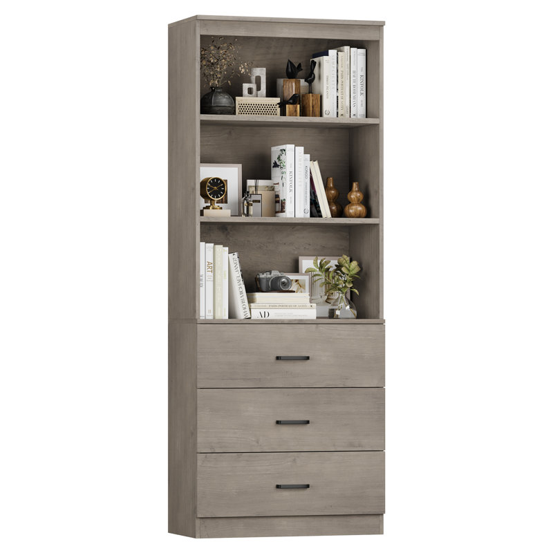Kahler 70.9'' H x 23.6'' W Standard Bookcase with 3 Drawers, Light Gray