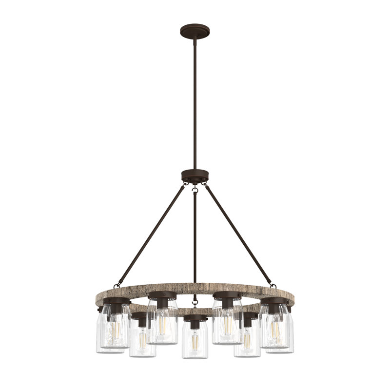 Devon Park 9 - Light Candle Style Chandelier, Brown