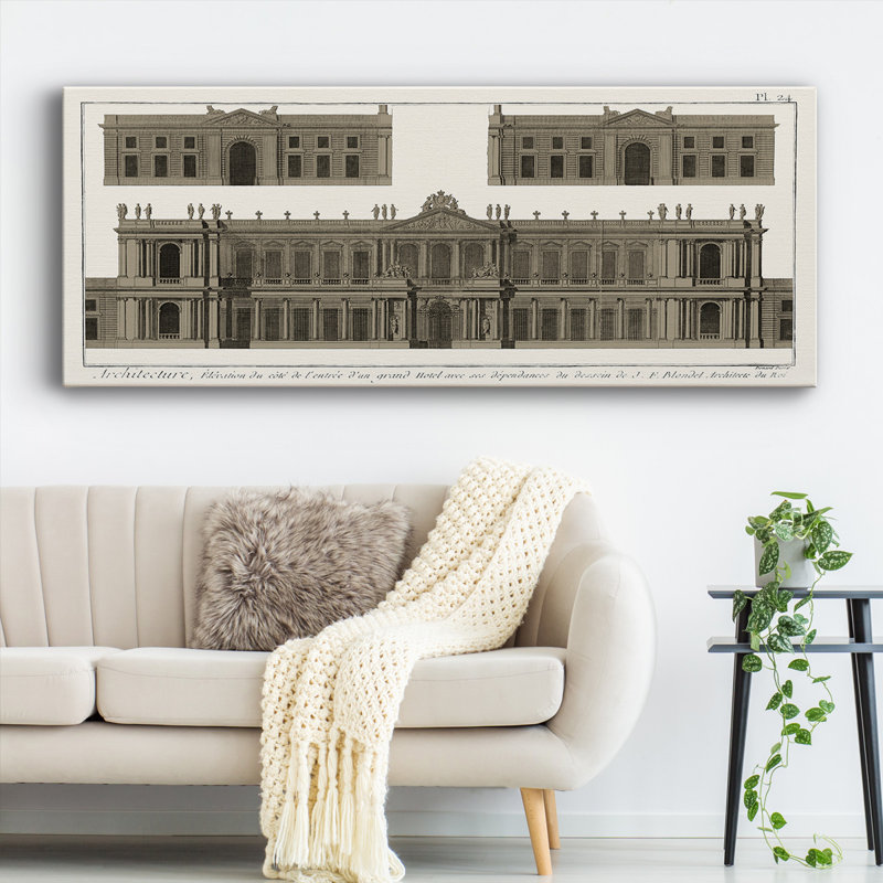Bâtiments et façades I sur toile, H 12 po x l 30 po x P 1,5 po