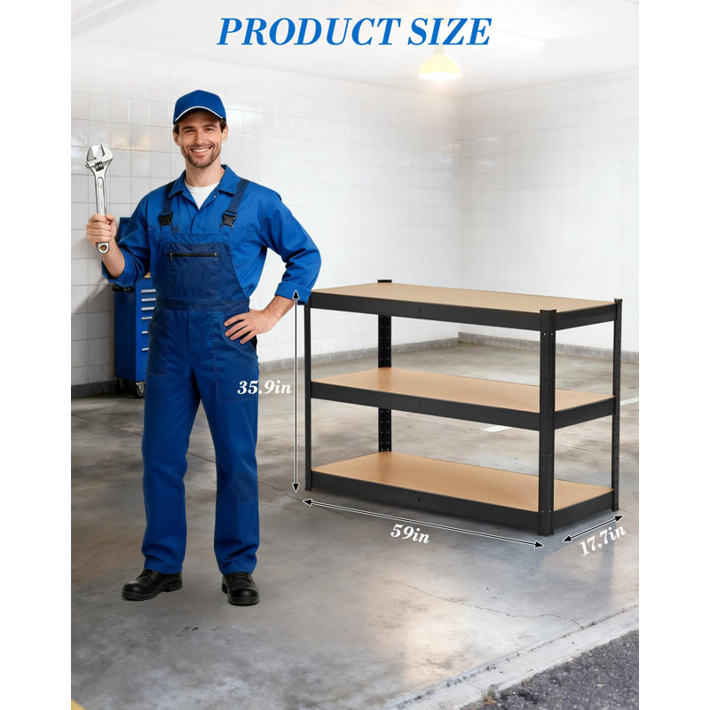 Étagère de garage robuste à 3 niveaux en métal, support de rangement réglable, capacité de charge de 1320 lb, assemblage facile pour le sous-sol, le garde-manger et le garage
