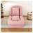 Upholstered Human Dog Bed for Adults and Pets - Foldable 5-Position Adjustable Corduroy Sofa Bed with Pillows, Pink Multi-Functional Daybed