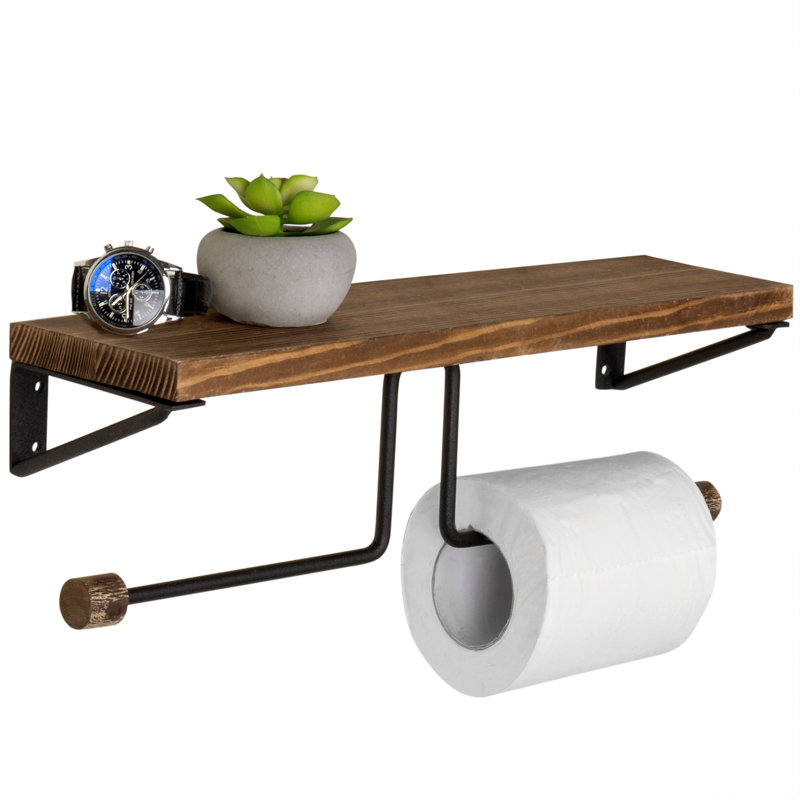 Wall Mounted Toilet Paper Holder, Brown