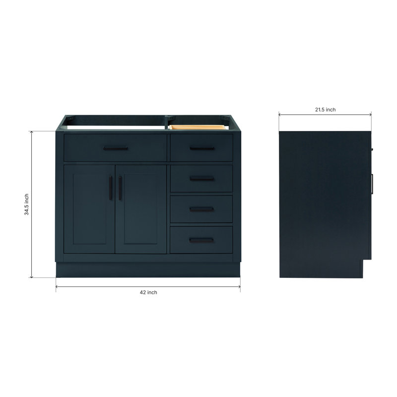 42" Single Bathroom Vanity Base only, Matte Black, Midnight Blue