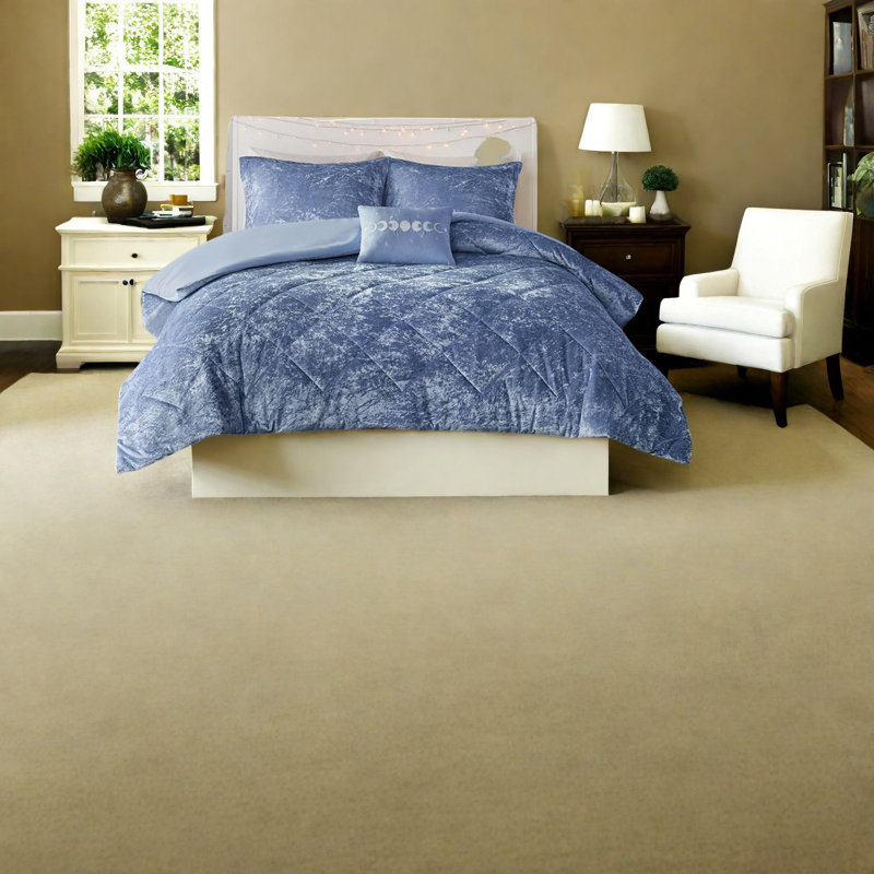 Luxurious Velvet Bedding Sets, Blue Polyester, Quilted Style For Home