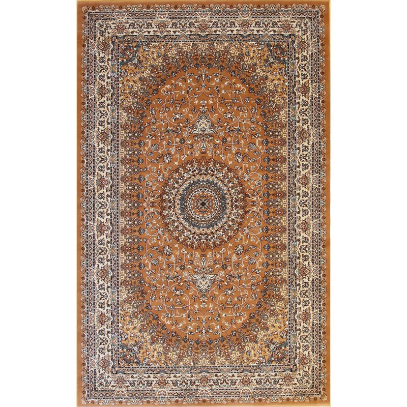 Pleasant Plains Rust Machine Made Cinnamon Traditional Oriental Polypropylene Area Rug, Rectangle 3'11 x 5'11