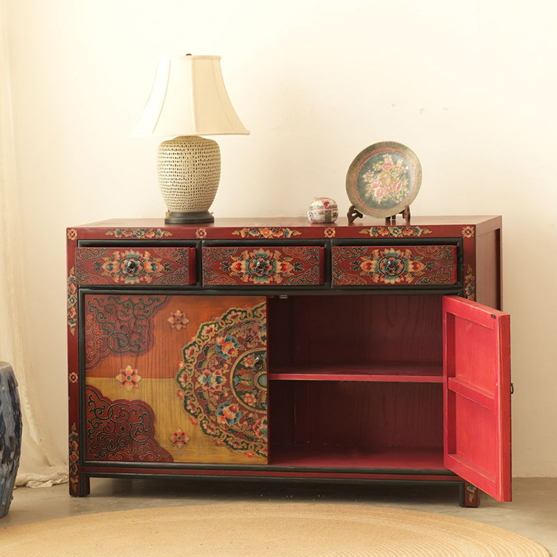 Armoire console de style rétro peinte à la main