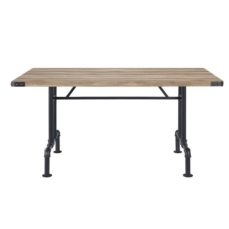 Table de salle à manger chêne et sable noir avec pieds en métal
