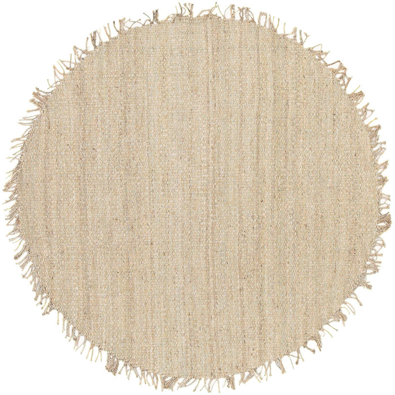 Tapis brun tissé à la main et à plat, Rond 10 pi