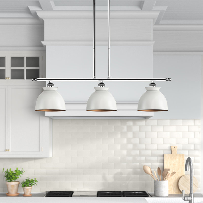 Arev 3 - Light Kitchen Island Pendant, Antique Brass, Glossy White, No Bulb Included