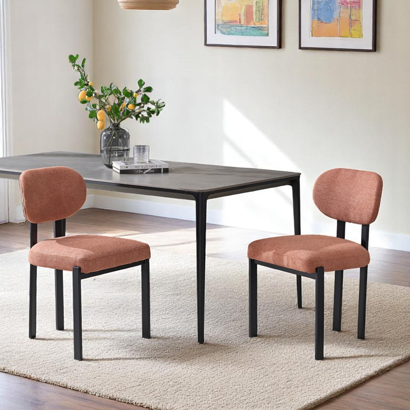 Chaises de salle à manger rembourrées Maylon Mid-Century, Rouge très clair