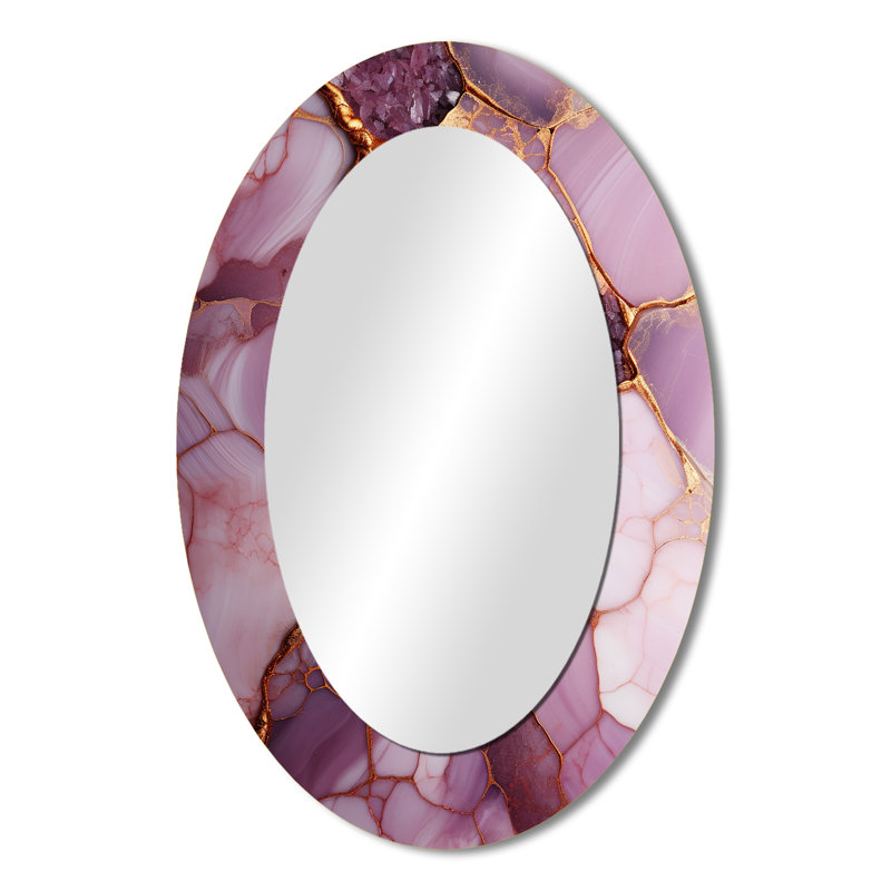 Miroir mural moderne rose et doré Marble River II, H 36 po x l 24 po