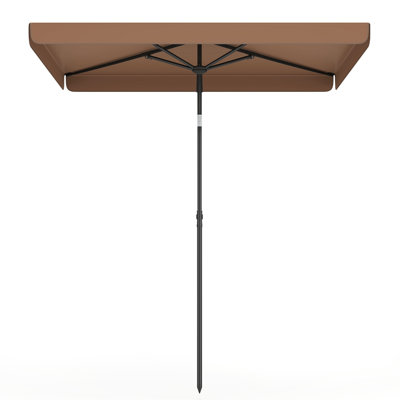 Parasol de balcon rectangulaire pour l'extérieur, bouton-poussoir inclinable, sac de transport portable brun