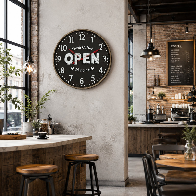 Open Café Wall Clock