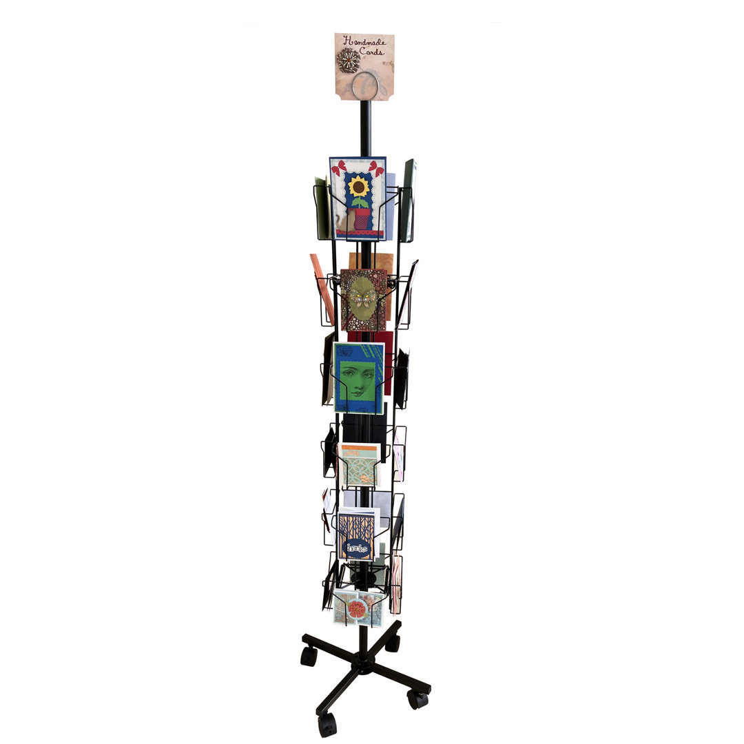 Roden Greeting Card Rack 24-Pocket 6" Wide Pocket CD DVD Metal Display Stand Spinning Floor Stand Rebrilliant