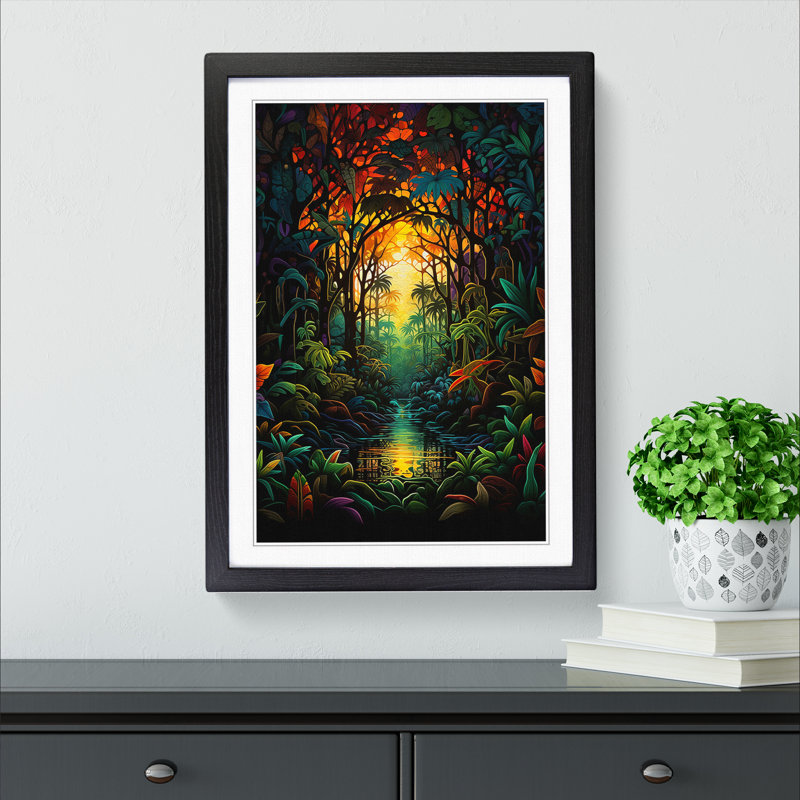 Jungle Abstract Framed Print, 34cm H x 25cm W x 2cm D, Black 