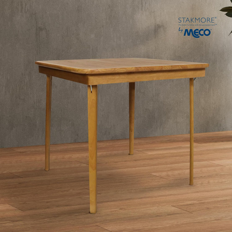 Oak Finish Solid Wood Folding Card Table, 32" Square