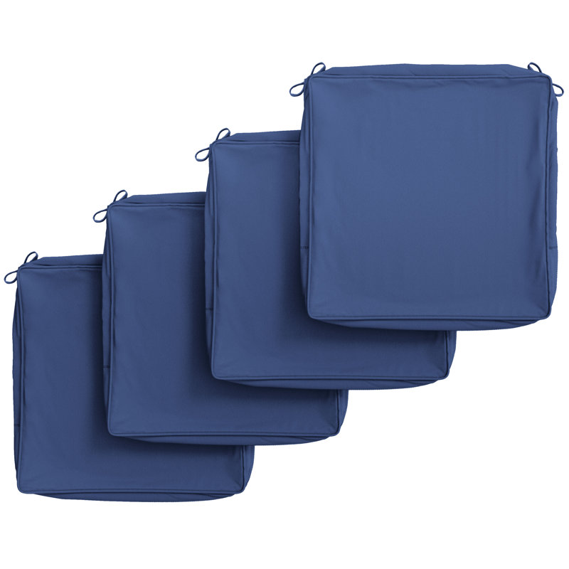 Outdoor 4'' Non-Slip Patio Chair Cushion Cover With Portable Carry Handle., Blue, 4", 19" W x 19" D