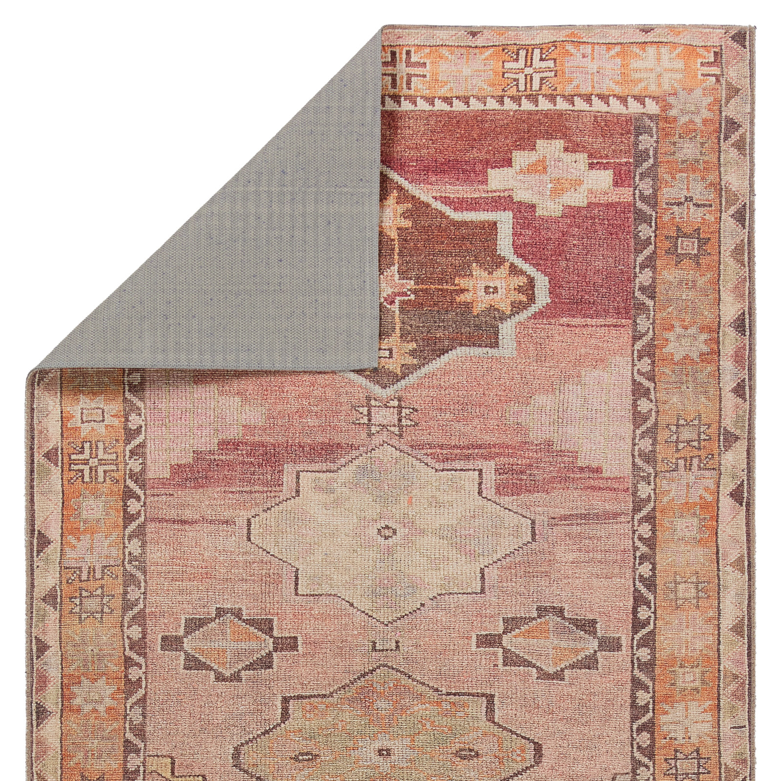 Orange Pink Brown Washable Oriental Rug, Rectangle 3' x 5'