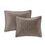 Ensemble de courtepointe 3 pièces en velours taupe double / grand-131603050-131603052
