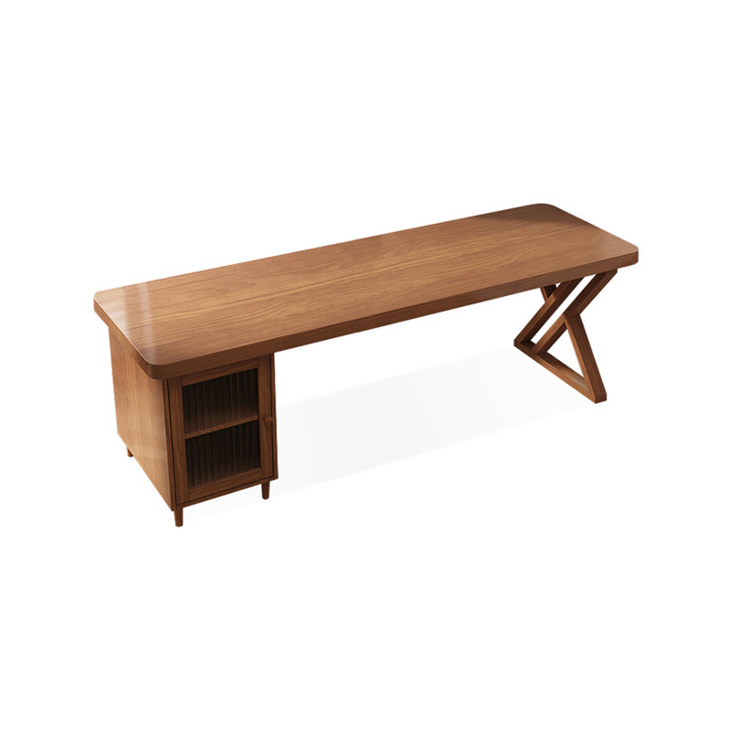 Bureau rectangulaire en bois massif avec tiroirs Walnut, 29.53"H*86.61"W*23.62"D, Gauche