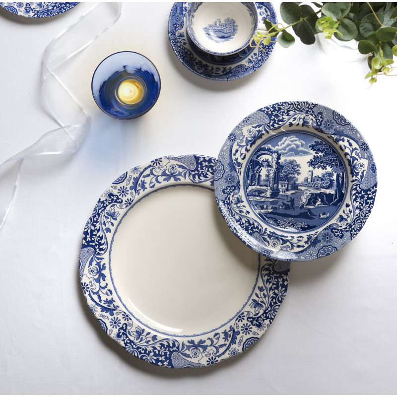 Blue and White Ceramic 10.5-Inch Dinner Plate Set