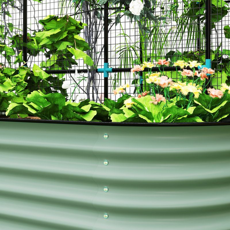 Galvanized Raised Garden Beds with Arch Trellis