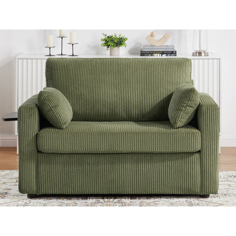 Chaise d'appoint rembourrée, Velours côtelé vert