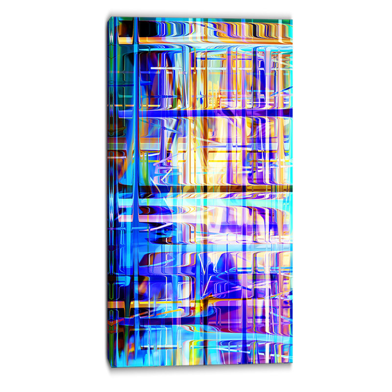 « blue abstract grid », impression sur toile tendue, H 40 po x l 20 po