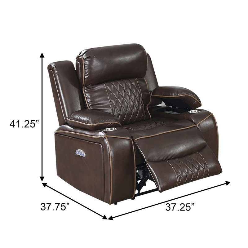 Fauteuil inclinable électrique Saidel de 37,75 po de largeur, Similicuir brun