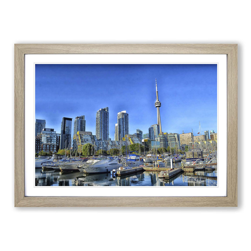 Toronto CN Tower Canada Skyline 2 Framed Photographic - Framed Print, Oak