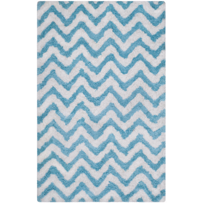 Barcelona Shag Hand Tufted Performance Chevron Rug, Rectangle 3' x 5'