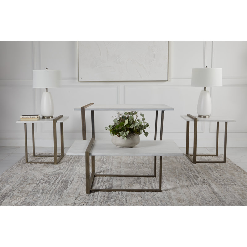 Collection de tables d'appoint 4 pièces Timeothy, blanc