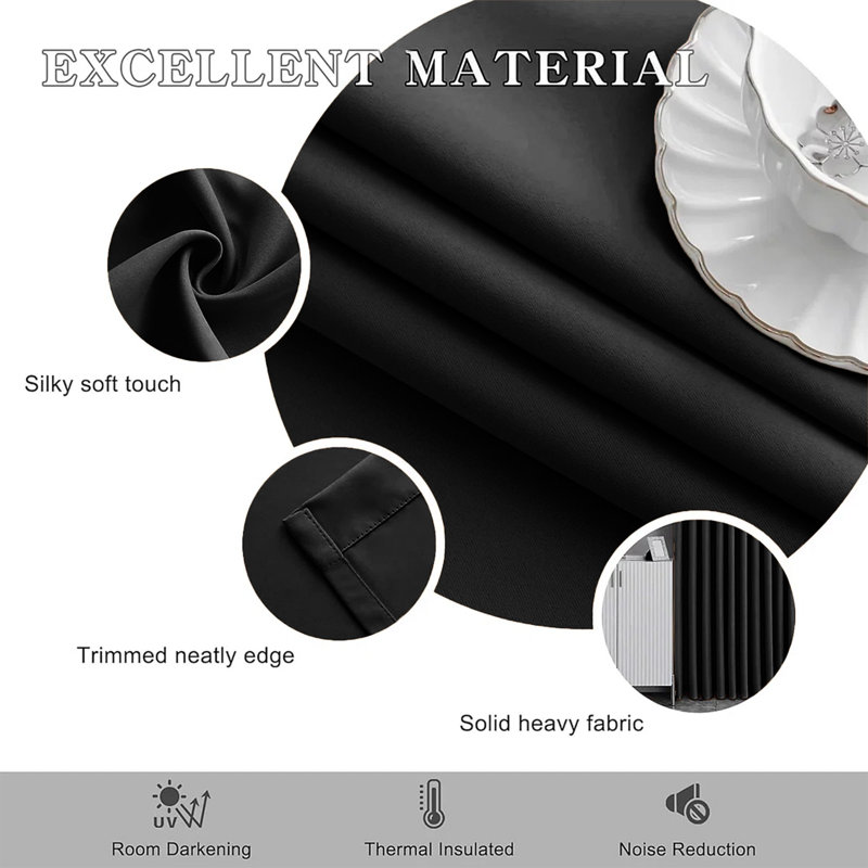 Premium Blackout Eyelet Curtain Panels - Thermal Insulated, Noise Reducing Grommet Room Darkening Window Curtains for Bedroom and Living Room