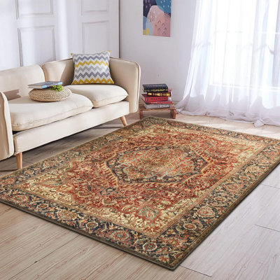 Soft Cashmere Feel Area Rug – Non Slip Low Pile Living Room & Bedroom Carpet, Machine Washable