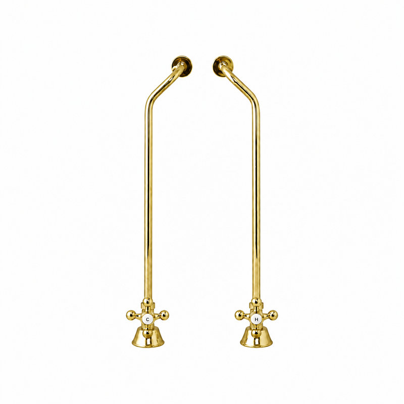 Tub Supply Set with Double Offset Tubing, Polished Brass