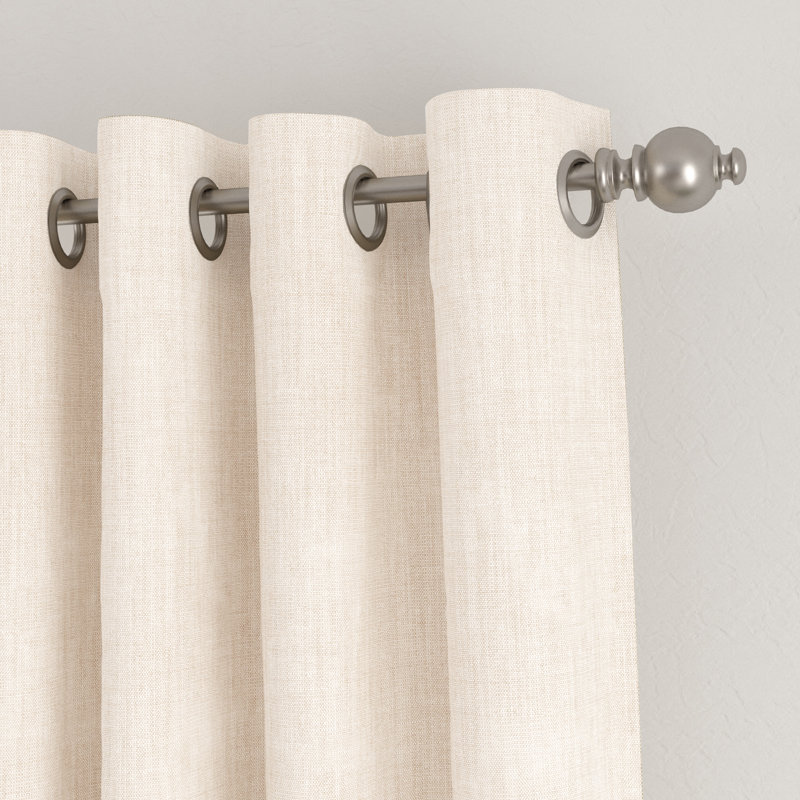100% Blackout Textured Linen-Blend Grommet Curtain Set, Ivory, 50" W x 84" L