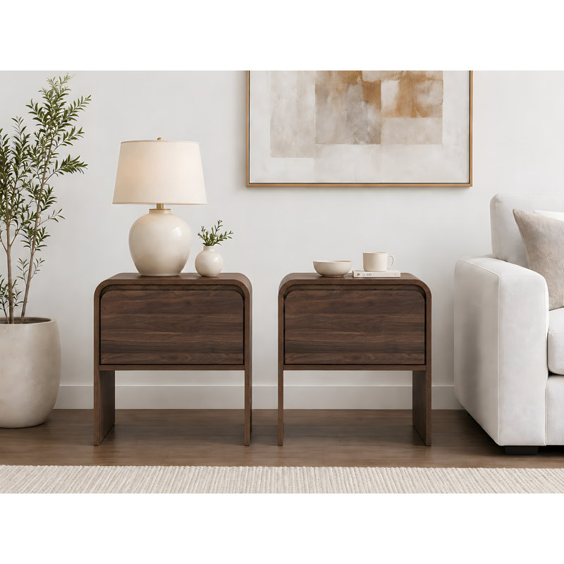 Donovan 1-Drawer Manufactured Wood End Table, Brown, 21.6" H x 24" W x 15.7" D