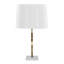 Lampe de table Moon contemporaine en marbre blanc, métal doré et abat-jour blanc