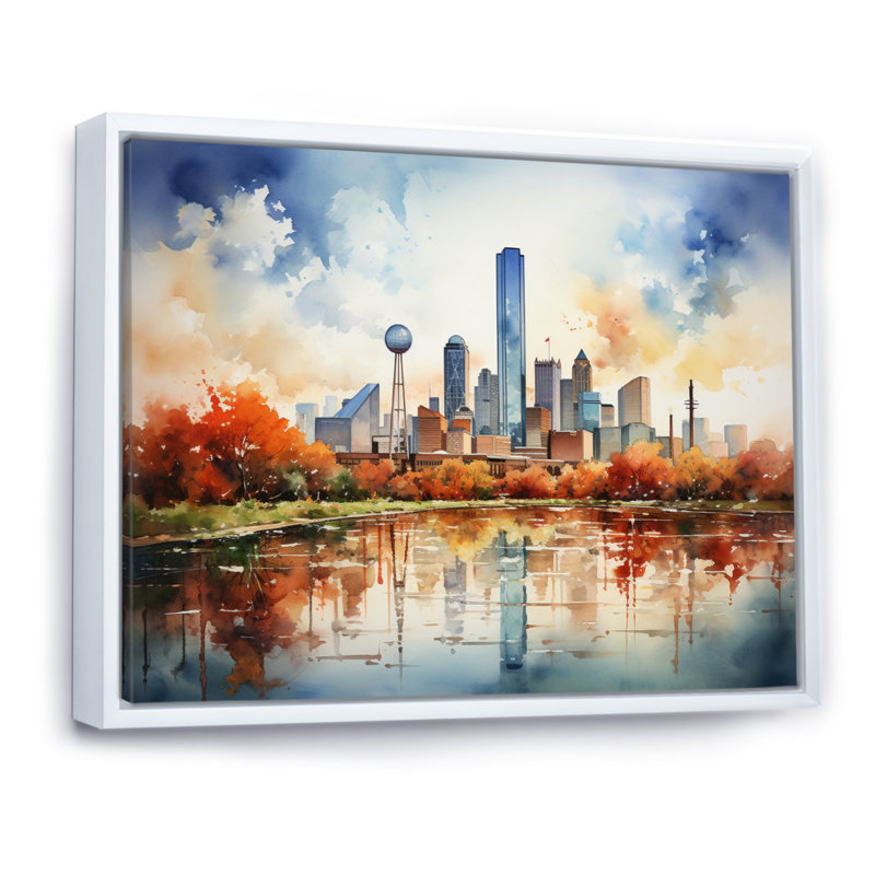 Dallas Perspectives IV, reproduction d'art sur toile, H 34 po x l 44 po x P 1,5 po, Cadre flottant blanc