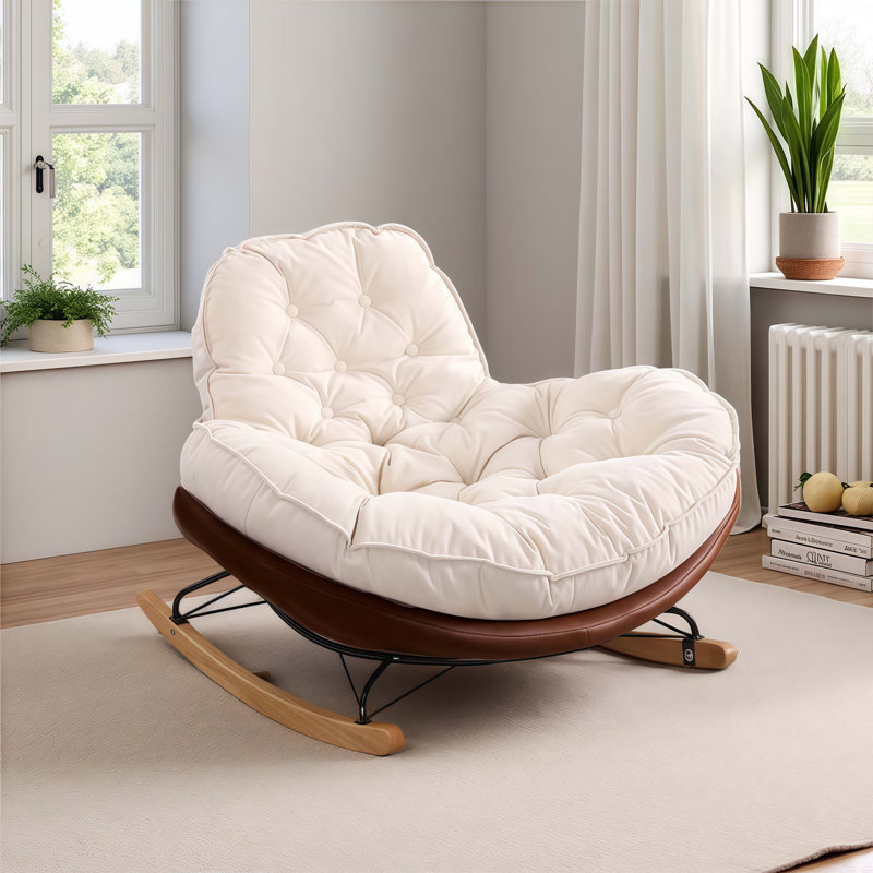 Chaise berçante rembourrée Kimbro, Café noir