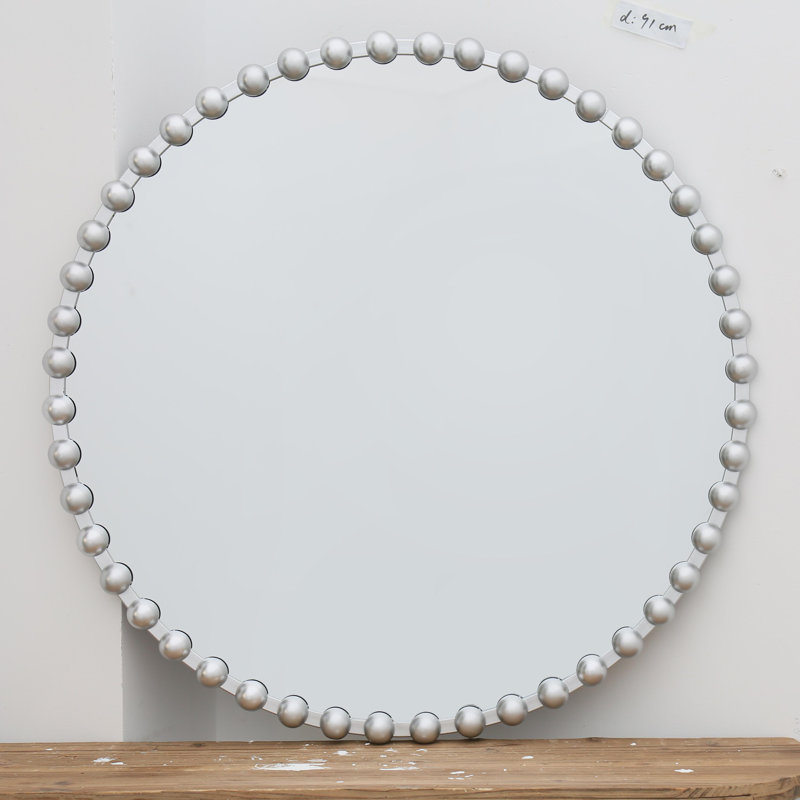Miroir mural rond en fer - 27 pouces ou 36 pouces, 3 couleurs, prêt à être suspendu, 36 po x 36 po, Argent argent