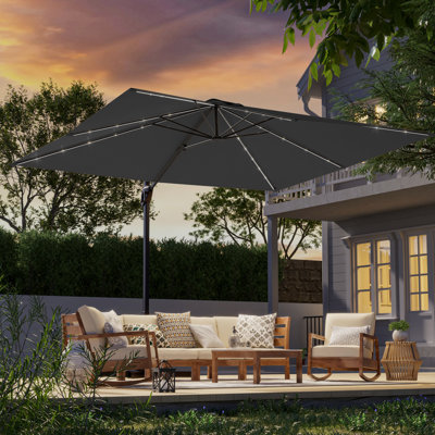 10x8ft LED Rectangle Cantilever Umbrella