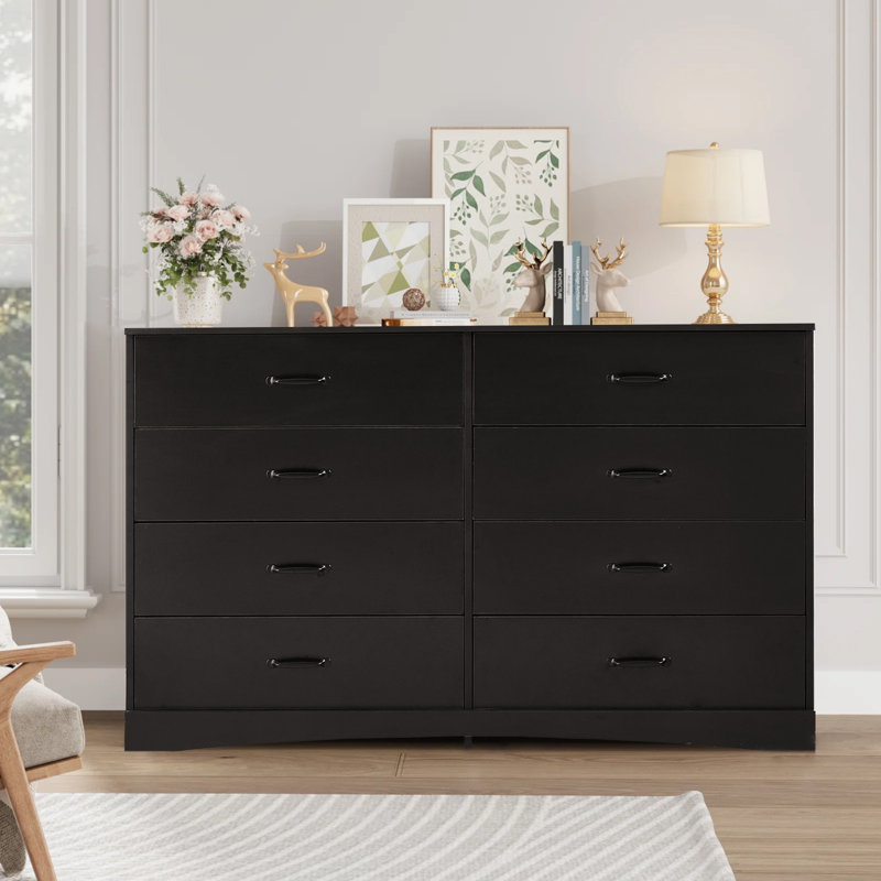 140 cm W Chest of 6 Drawers, Black