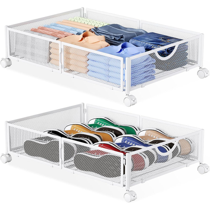 Ensemble de 2 tiroirs de rangement sous le lit, blanc