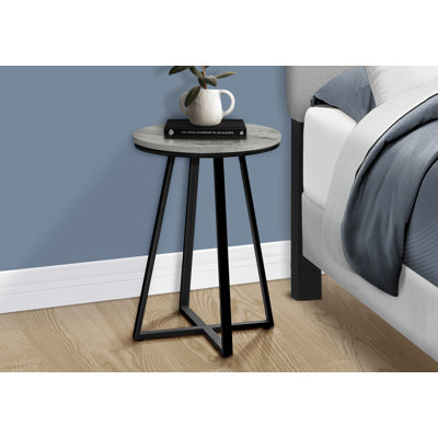 Table d'appoint ronde contemporaine Contemporary - stratifié gris et table de bout en métal noir pour le salon ou la chambre à coucher | Idée de cadeau