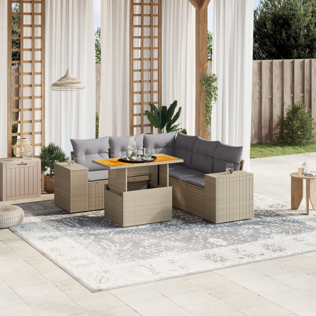 5-Sitzer Lounge-Set Raelinn aus Polyrattan mit Polster