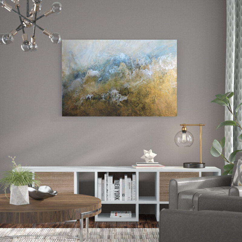 «Metalicos y Texturas I» par Leticia Herrera - peinture sur toile tendue, H 32 po x l 48 po