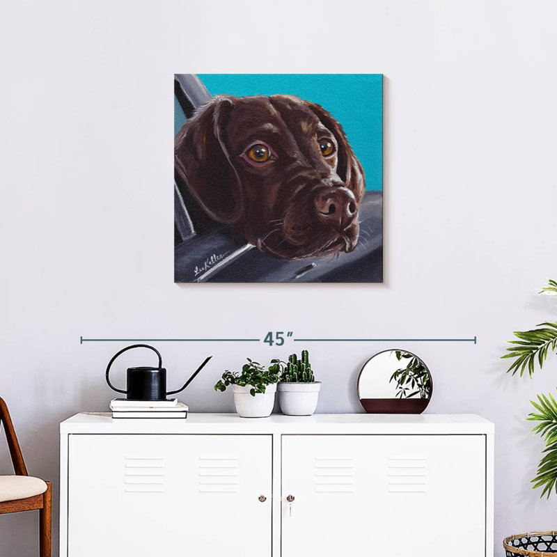 Brampt Chocolate Lab In Car, 24" H x 24" W
