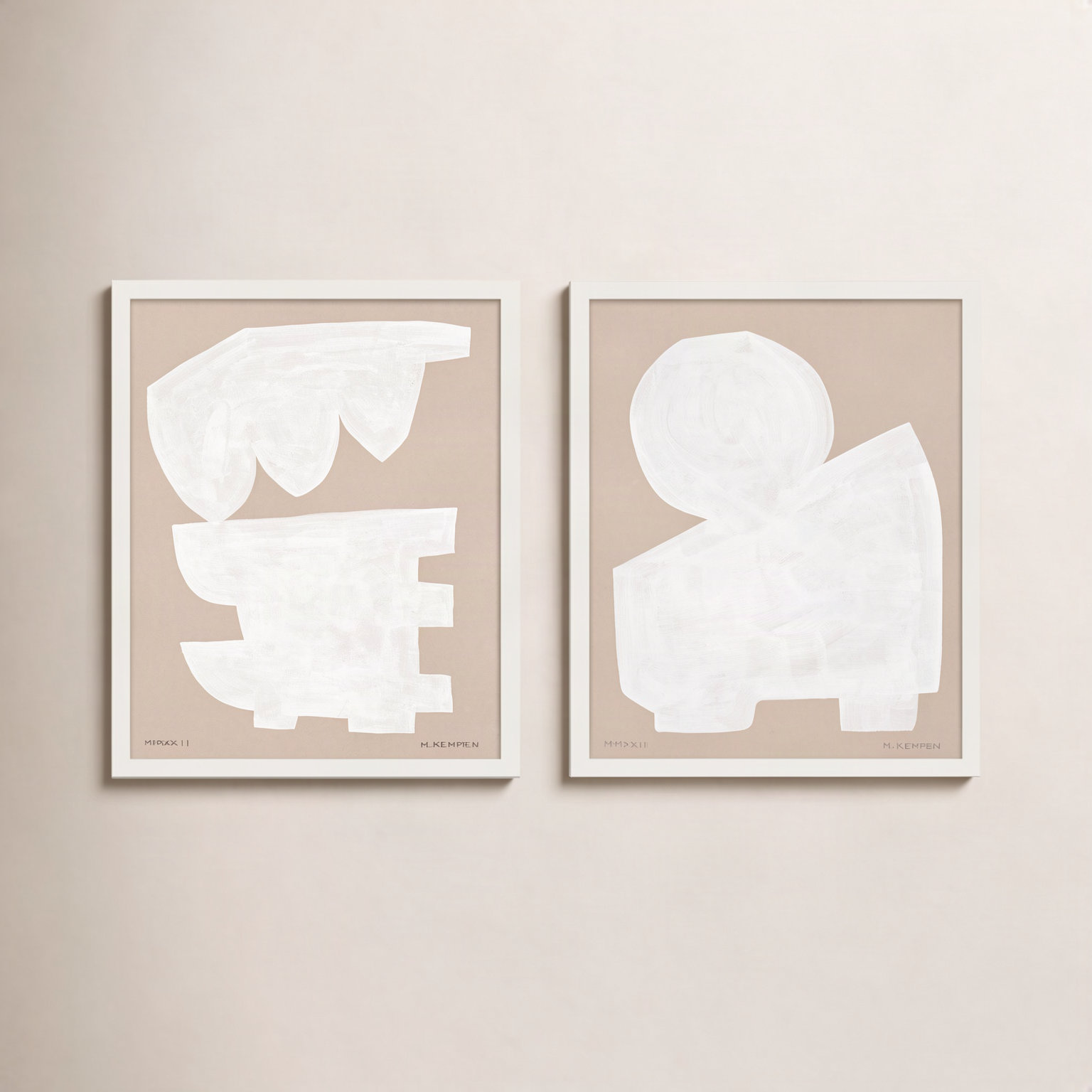 Gallman "Modules in White" 2-Piece Print Set, 24" W x 30" H, White Framed