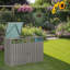 Remise en métal pour poubelle extérieure avec portes verrouillables et couvercles relevables, rangement en acier galvanisé pour le jardin ou la cour-113586094